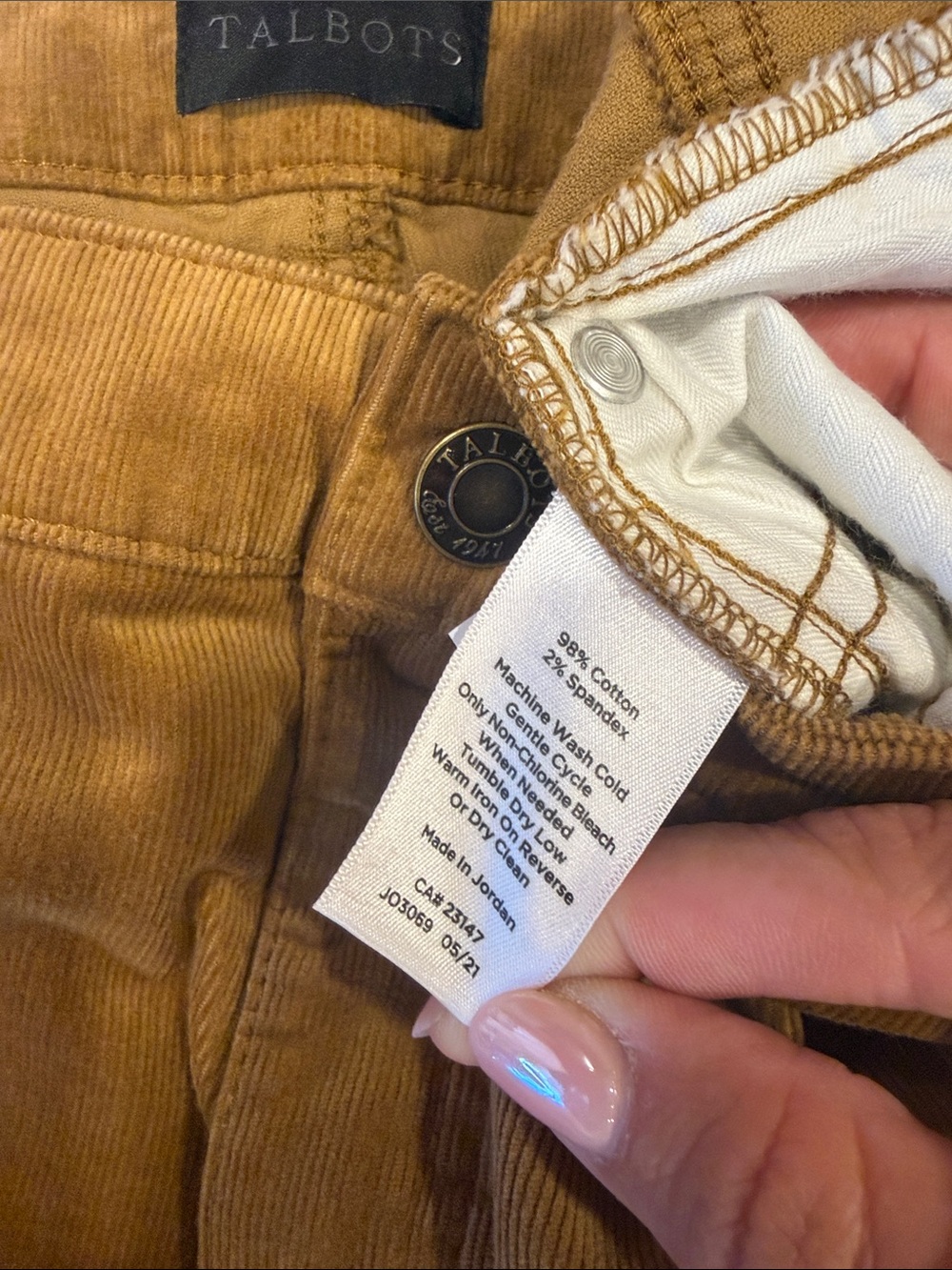 Talbots Straight-Leg Corduroy Pants in Mustard - Picture 3 of 4